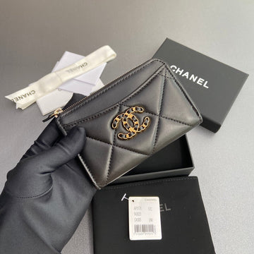 CC 19 Zipper Card Holder Black Sheepskin Ghw 234760