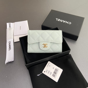 CC Zipper Flap Card Holder Light Blue Caviar Ghw 234657