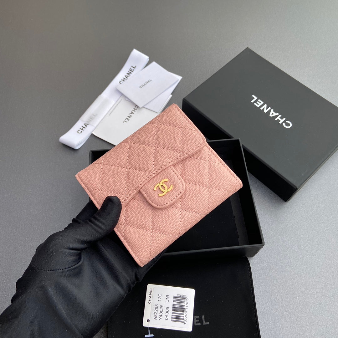 CC 82288 Classic Flap Wallet Light Pink Caviar Ghw 229888