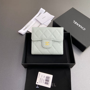 CC 82288 Classic Flap Wallet Light Blue Caviar Ghw 229892
