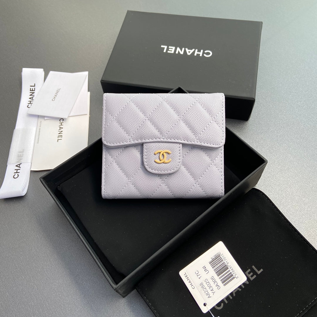 CC 82288 Classic Flap Wallet White Caviar Ghw 229894