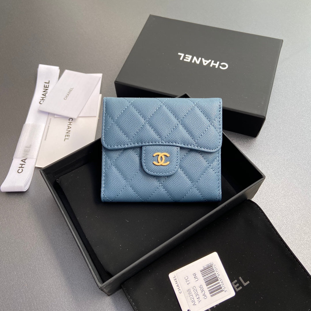 CC 82288 Classic Flap Wallet Blue Caviar Ghw 229898