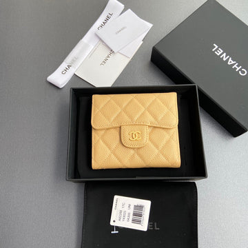 CC 82288 Classic Flap Wallet Beige Caviar Ghw 229900