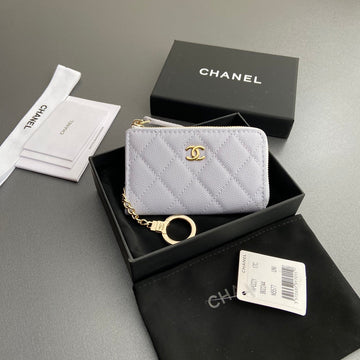 CC Hook & Chain Zipper Card Holder Light Purple Caviar Ghw 234717