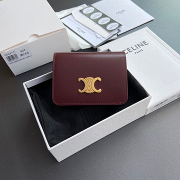 Triomphe 622 Compact Wallet Burgundy Leather