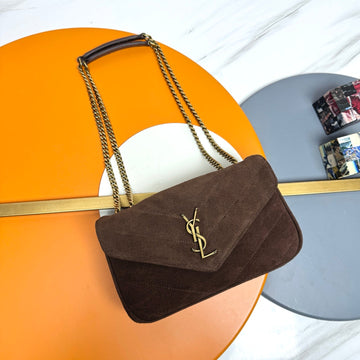 YSL Loulou Small Bag 24CM Coffee Suede 285673
