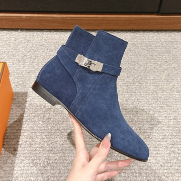 Neo Ankle Boot Dark Blue Suede Calfskin