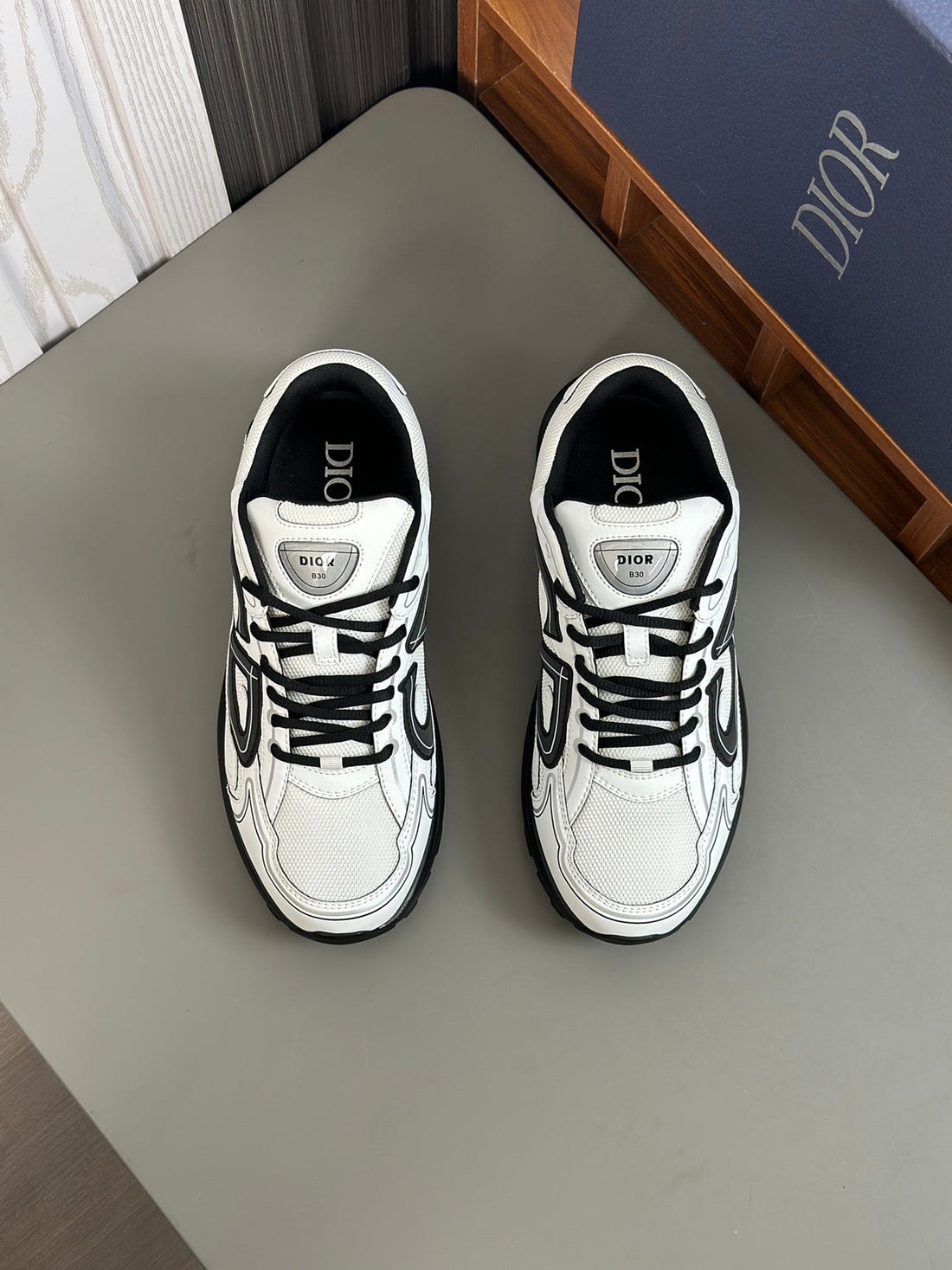 CD B30 Sneaker White And Black Mesh Fabric