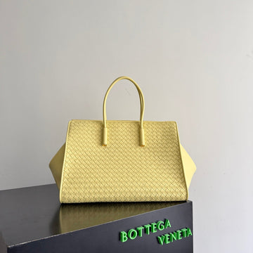 Bv Barbara Tote Bag Light Yellow Intrecciato Leather