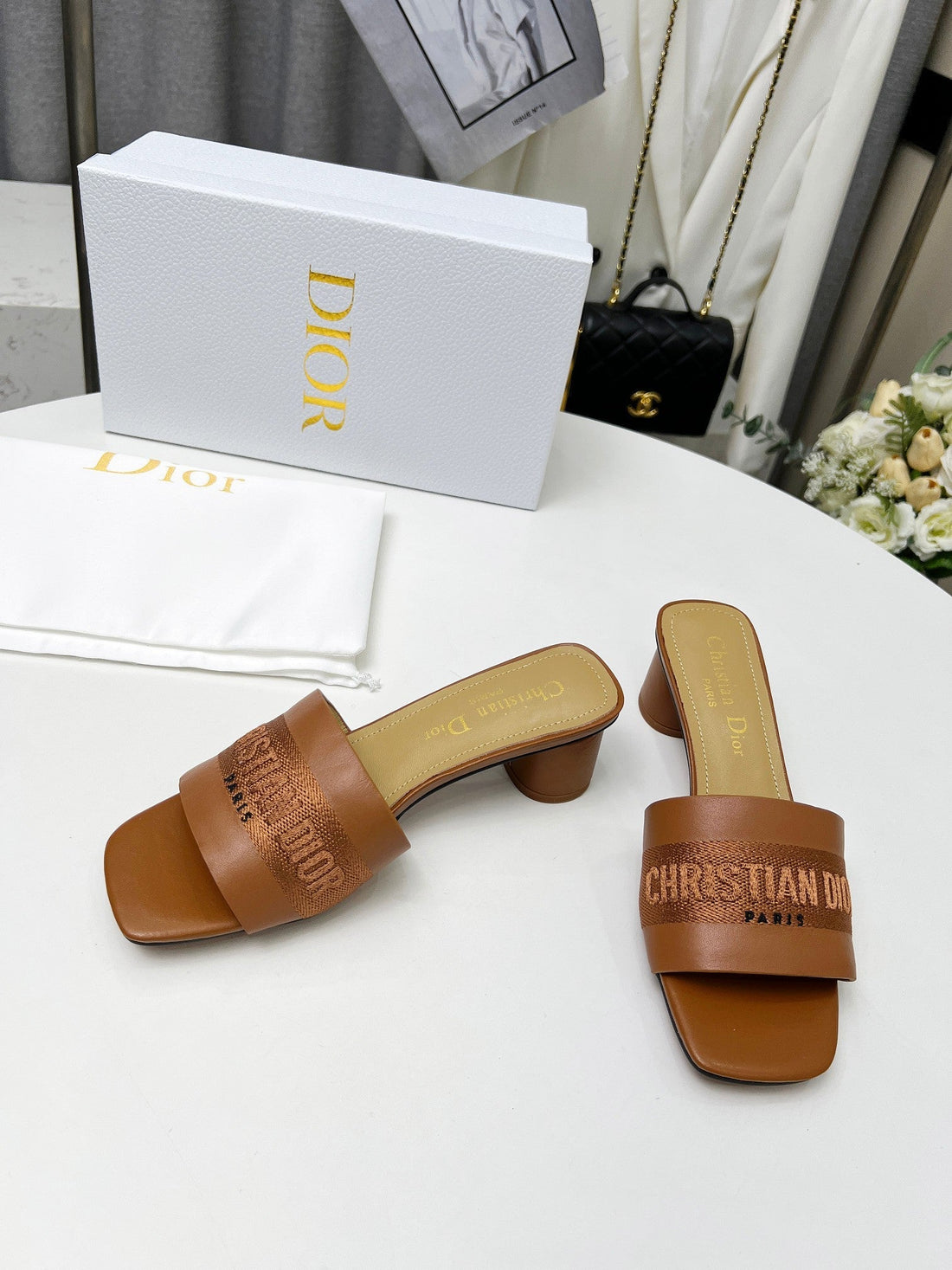 CD Dway 45 Brown Canvas Calfskin