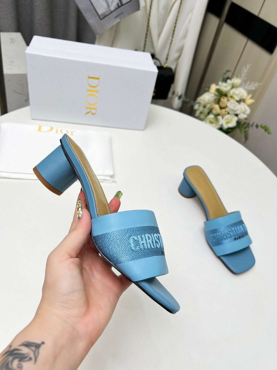 CD Dway 45 Ocean Blue Canvas Calfskin