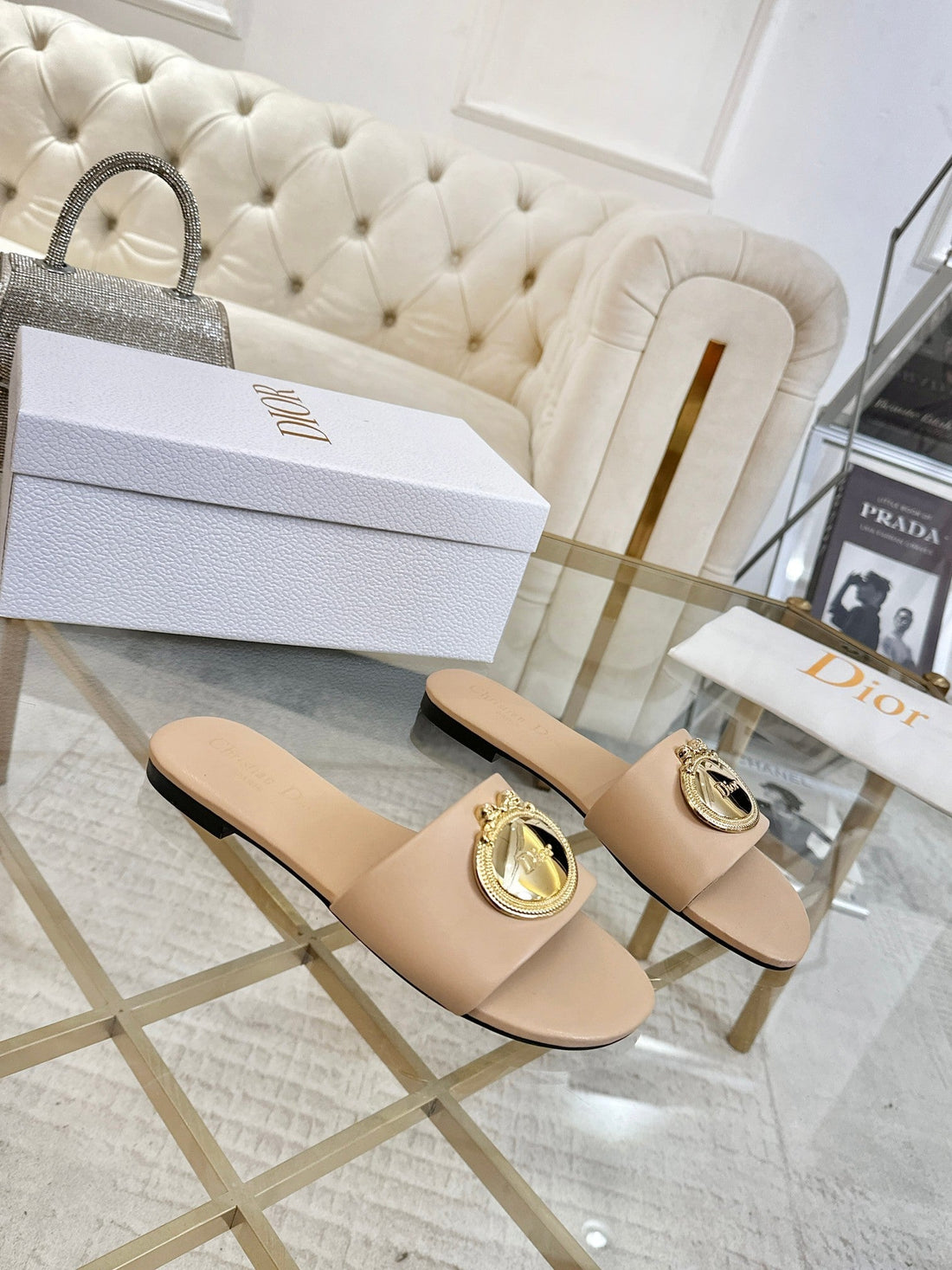 CD 26S Sandals Beige Leather 667115