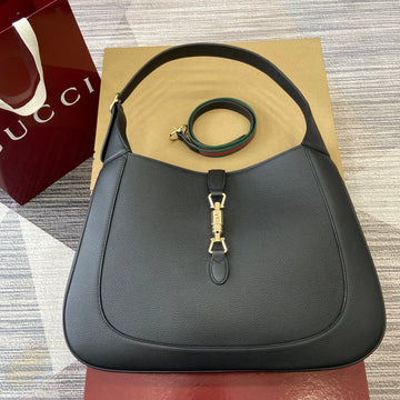 Jackie Large Shoulder Bag 40 In Black Calfskin Gold Hardware