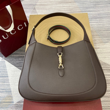 Jackie Large Shoulder Bag 40 In Brown Calfskin Gold Hardware