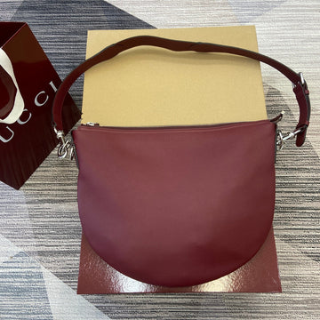 Body Shoulder Bag 40 In Burgundy Red Calfskin Silver Hardware