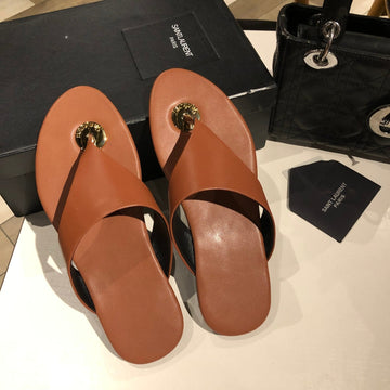 Flat Thong In Bronze Brown Calfskin