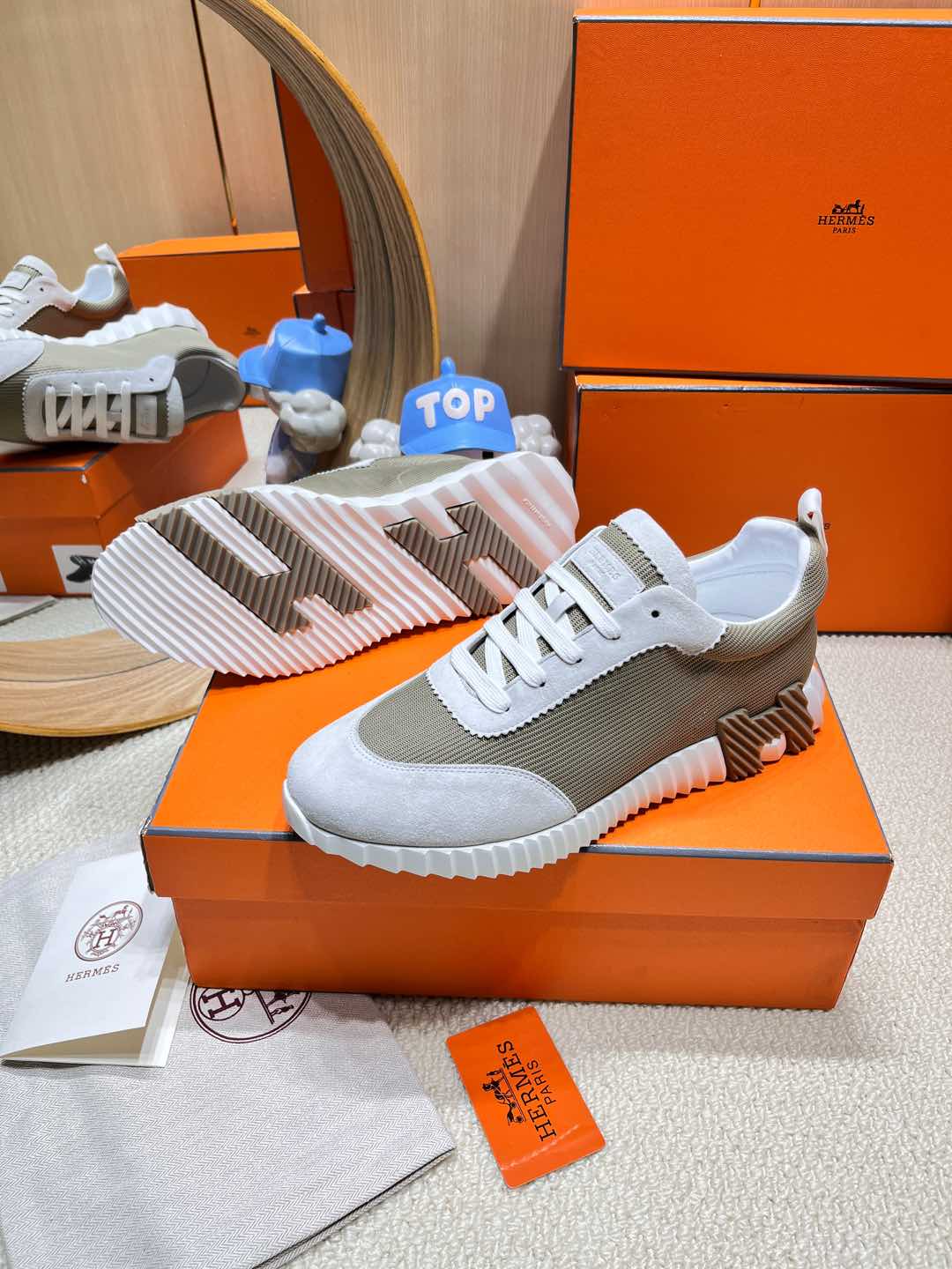 Hm Bouncing Sneaker Matcha Grey Fabric With Suede 206304