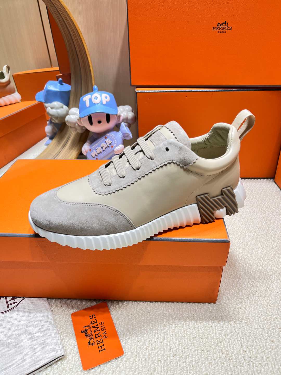 Hm Bouncing Sneaker Beige Esquisse Goatskin With Suede 206309