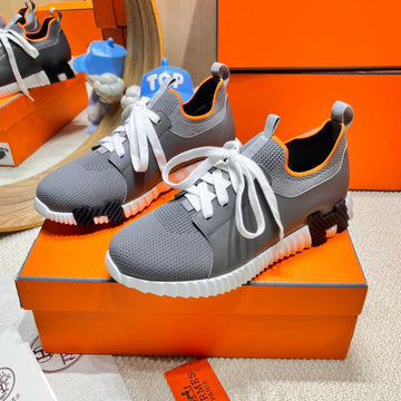 Hm Depart Slip-On Sneaker Gray Knitted Fabric And Calfskin 206333