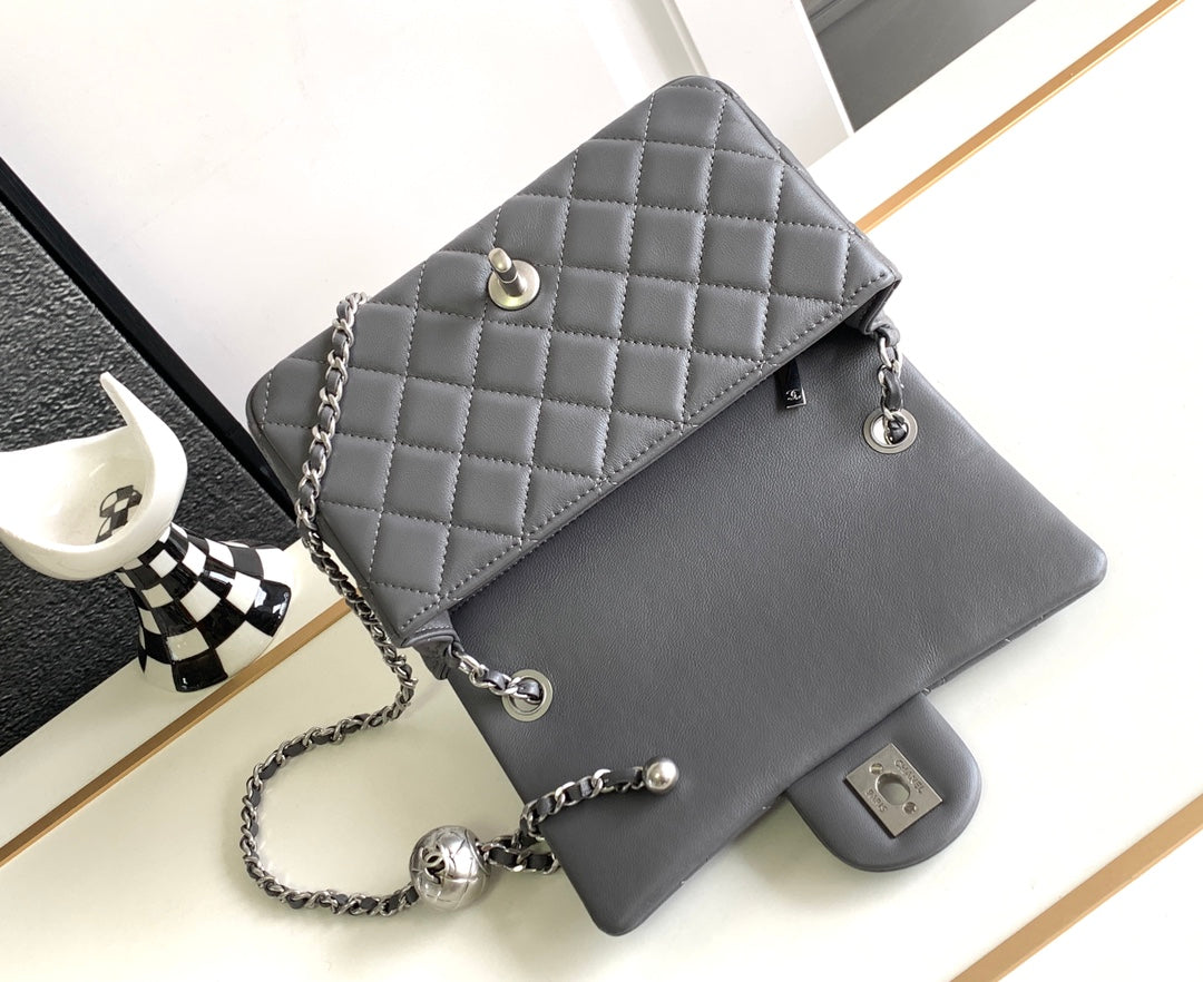 CC MINI 20 FLAP BAG IN DARK GREY CALFSKIN Bags Bible