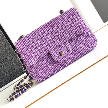 CC Classic 20 Handbag In Light Purple Wool Tweed