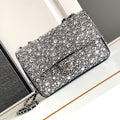 CC MINI 20 FLAP BAG IN SILVER SATIN RHINSTONES EMBELLISHED Bags Bible