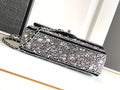 CC MINI 20 FLAP BAG IN SILVER SATIN RHINSTONES EMBELLISHED Bags Bible
