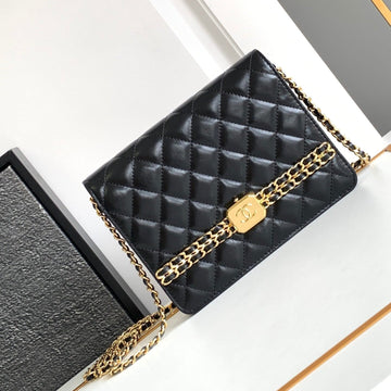 CC Mini 18 Bag In Black Calfskin With Gold Hardware
