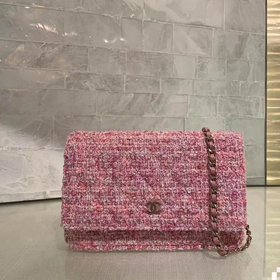 CC Woc 18.5 Pink Tweed Gold Hardware