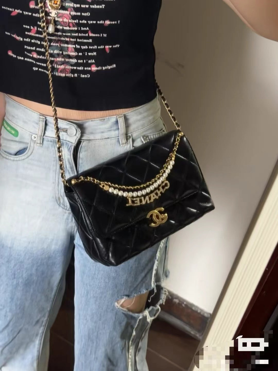 CC MINI 23 FLAP BAG IN BLACK CALFSKIN GOLD HARDWARE Bags Bible