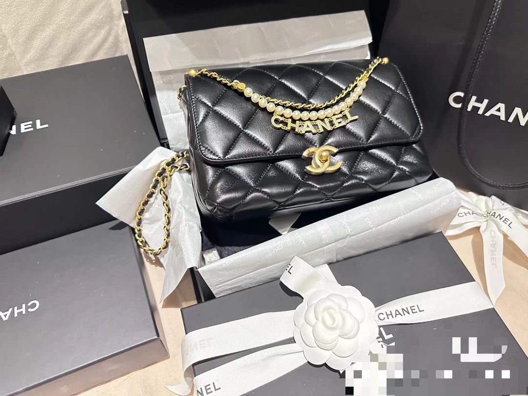 CC MINI 23 FLAP BAG IN BLACK CALFSKIN GOLD HARDWARE Bags Bible