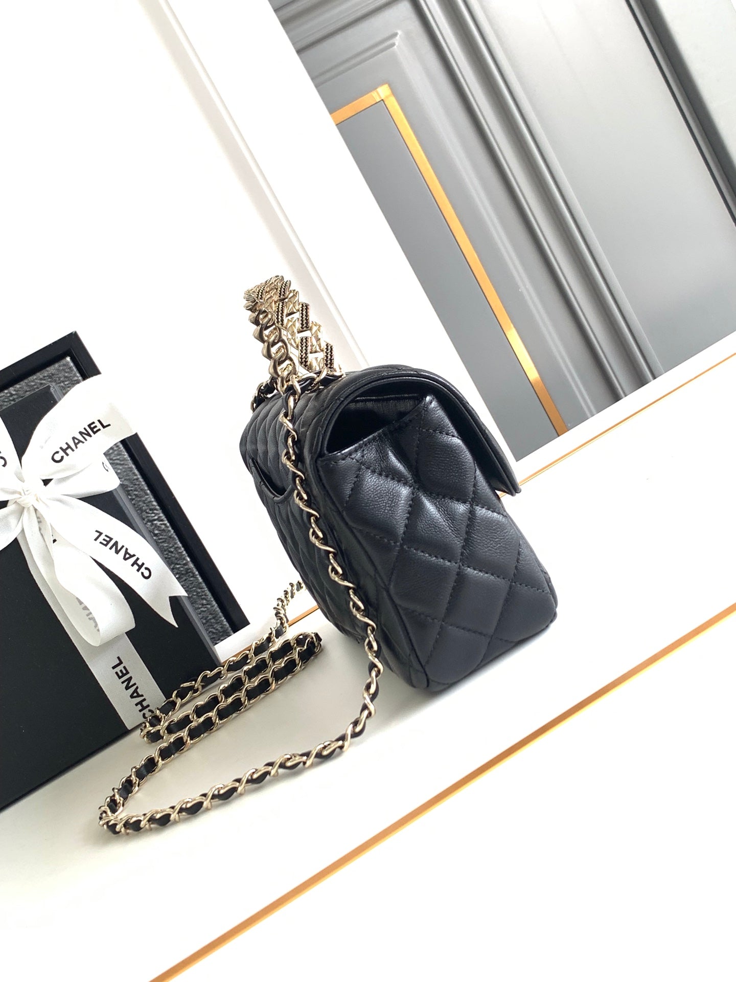 CC MINI 20 FLAP BAG IN BLACK CALFSKIN Bags Bible