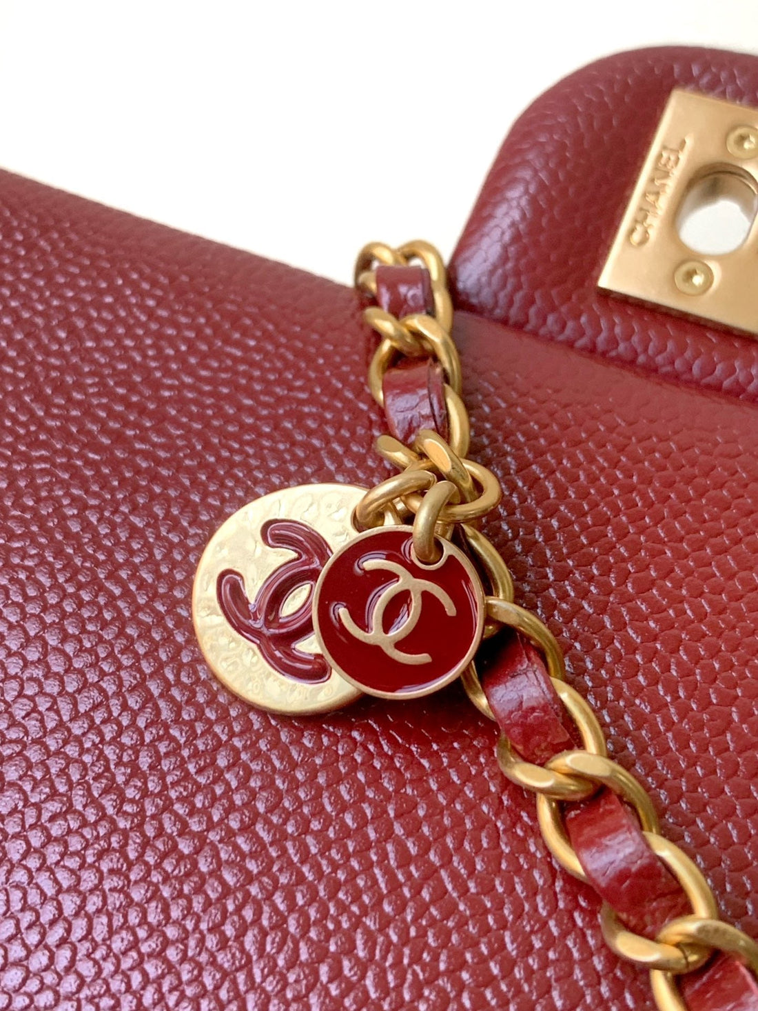 Classic Flap Bag 22 In Apple Red Calfskin Gold Hardware