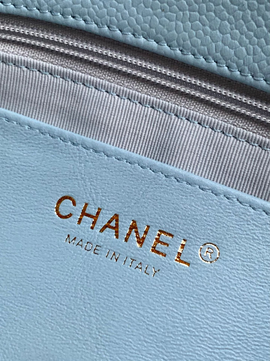 Classic Flap Bag 22 In Sky Blue Calfskin Gold Hardware