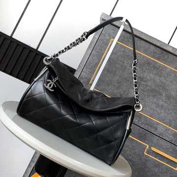 CC Vintage Hobo Bag 30CM Black Lambskin Silver Hardware
