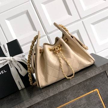 CC 25C Hobo Bags 20CM Beige Grained Calfskin