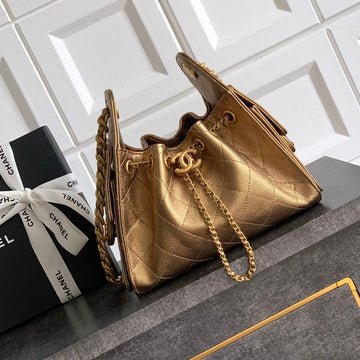 CC 25C Hobo Bags 20CM Bronze Metalic Grained Calfskin