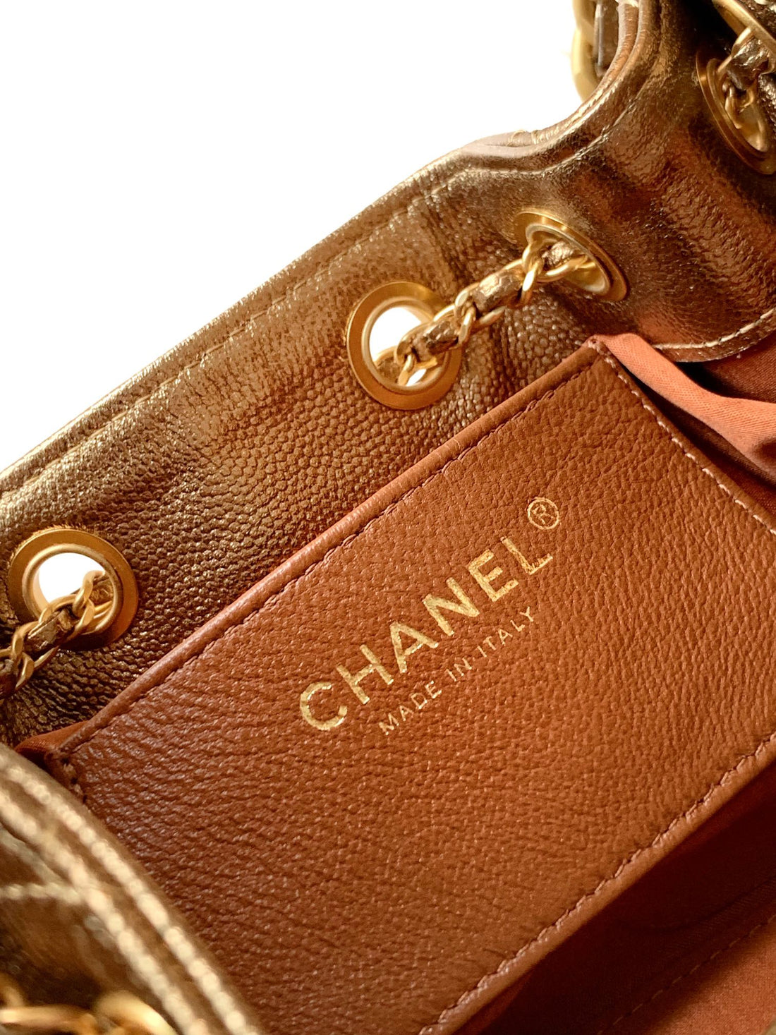 CC 25C Hobo Bags 20CM Bronze Metalic Grained Calfskin
