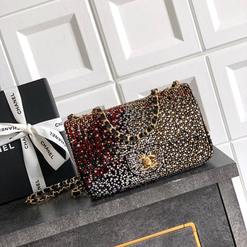 CC Classic Flap Bag 20CM Full Diamond Mutilcolor Calfskin