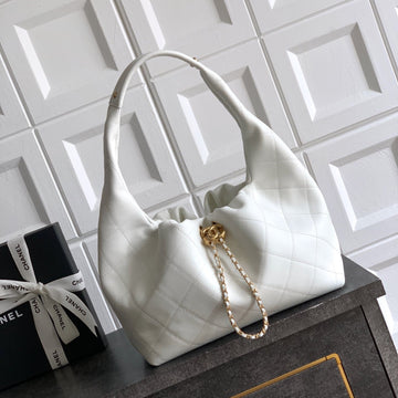Chanel 26C Hobo Bag White Cowhide Ghw 272332