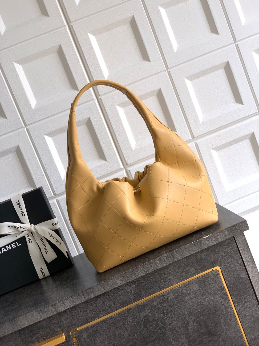 Chanel 26C Hobo Bag Beige Cowhide Ghw 272334