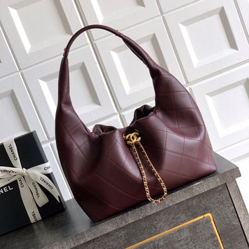 Chanel 26C Hobo Bag Dark Burgundy Cowhide Ghw 272336
