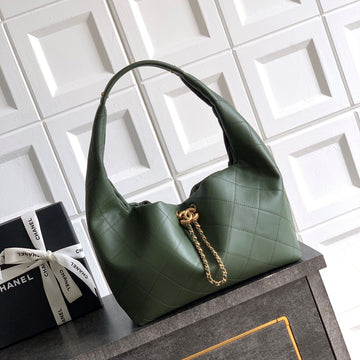Chanel 26C Hobo Bag Olive Green Cowhide Ghw 272338