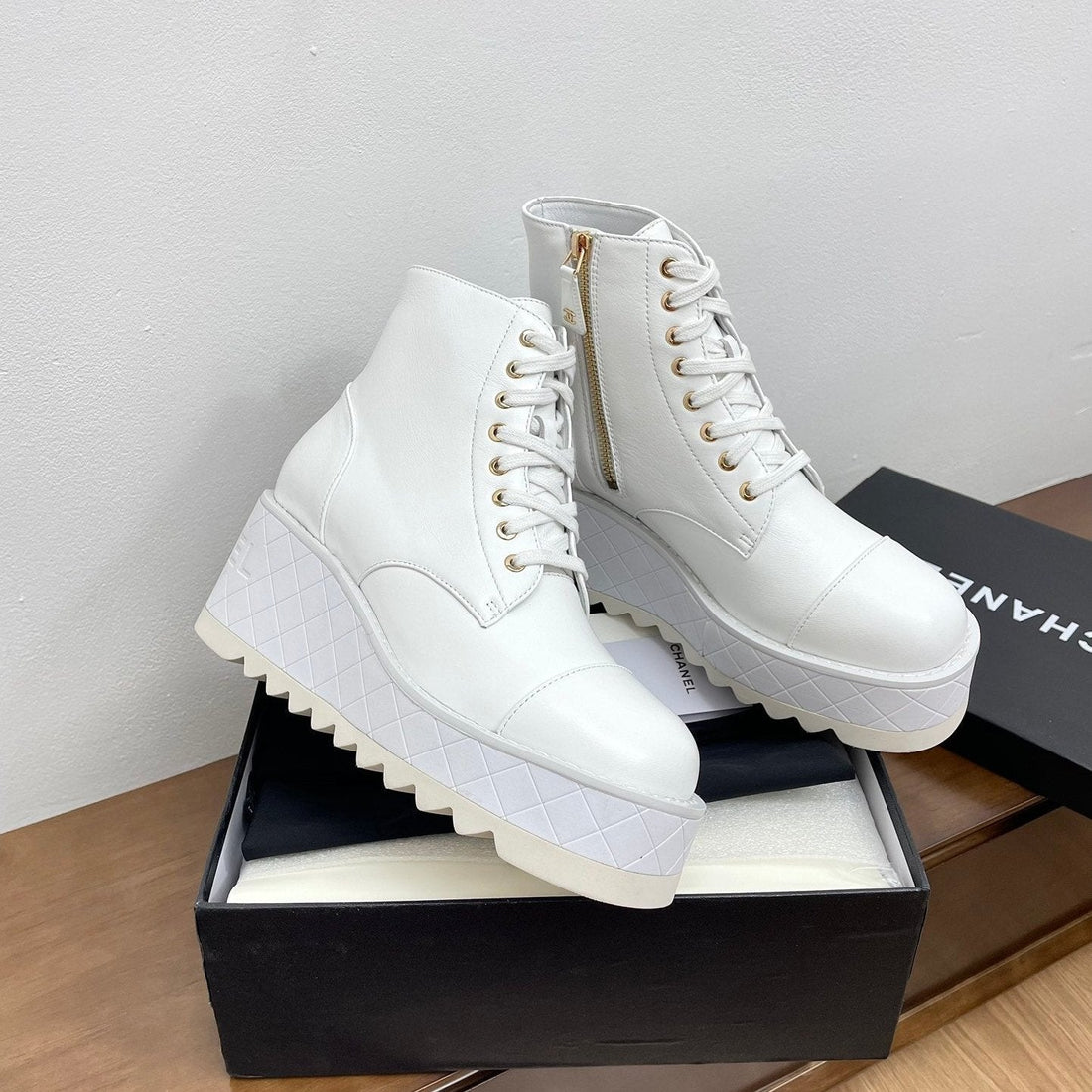 CC Ankle Boots 100MM White Lambskin