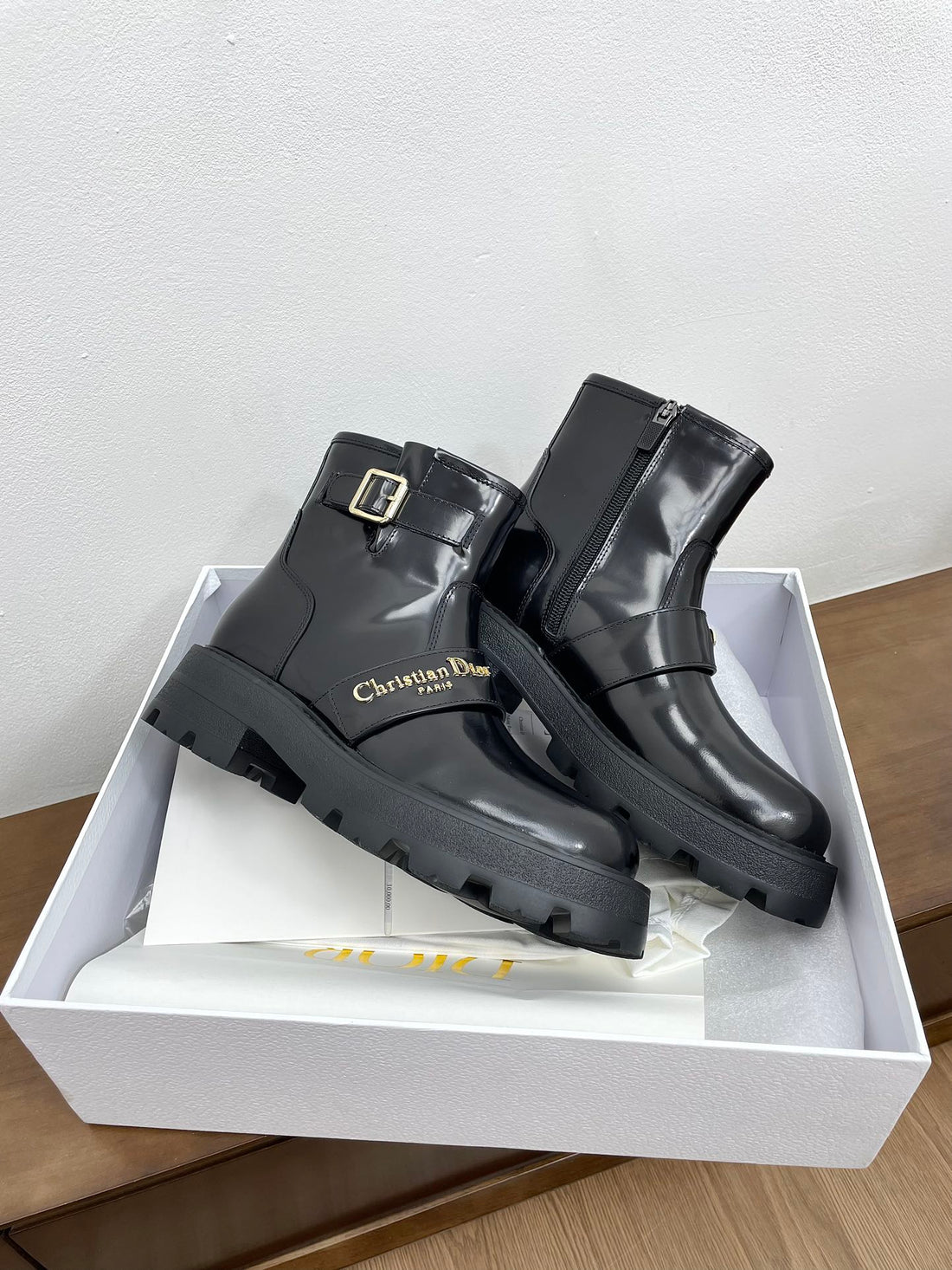 CD D-Quest Ankle Boot 40MM Glossy Black Calfskin