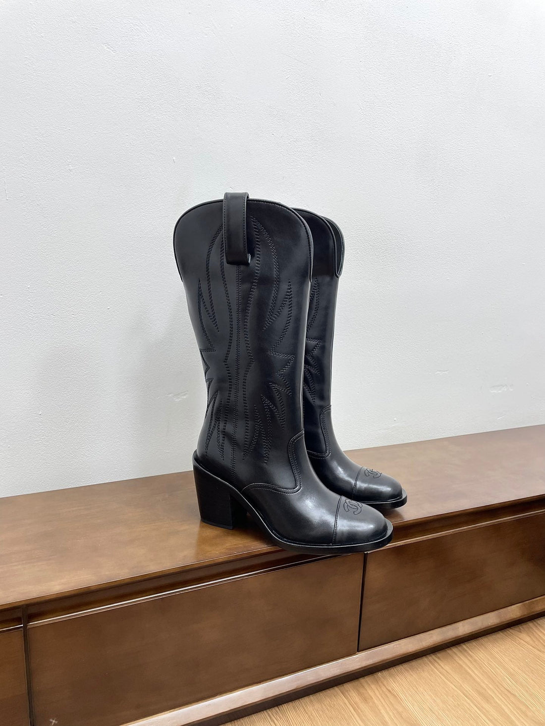 CC High Boots 70MM Black Calfskin