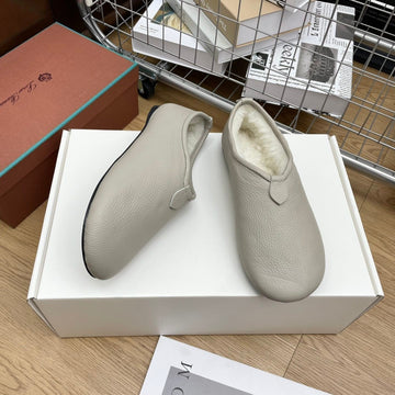 Lp Cocooning Floaty Flat Grey White Wool Fleece Lining And Cowhide 989987