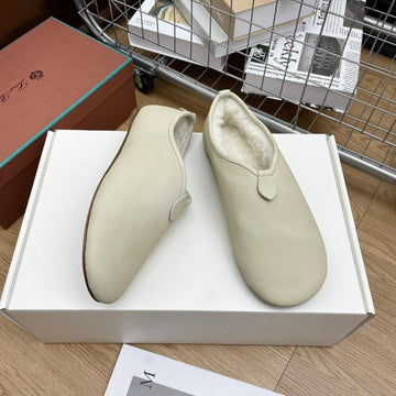 Lp Cocooning Floaty Flat Ivory White Wool Fleece Lining And Lambskin 989989