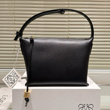 Loe Luna Hobo 27 Bag In Black Calfskin