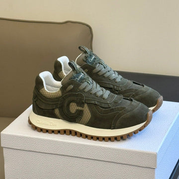 Cest CD Sneaker Dark Green Suede Calfskin And Mesh